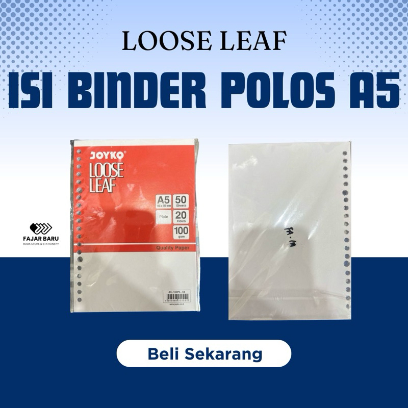 

ISI KERTAS BINDER POLOS A5 ISI 50 / KERTAS LOOSE LEAF