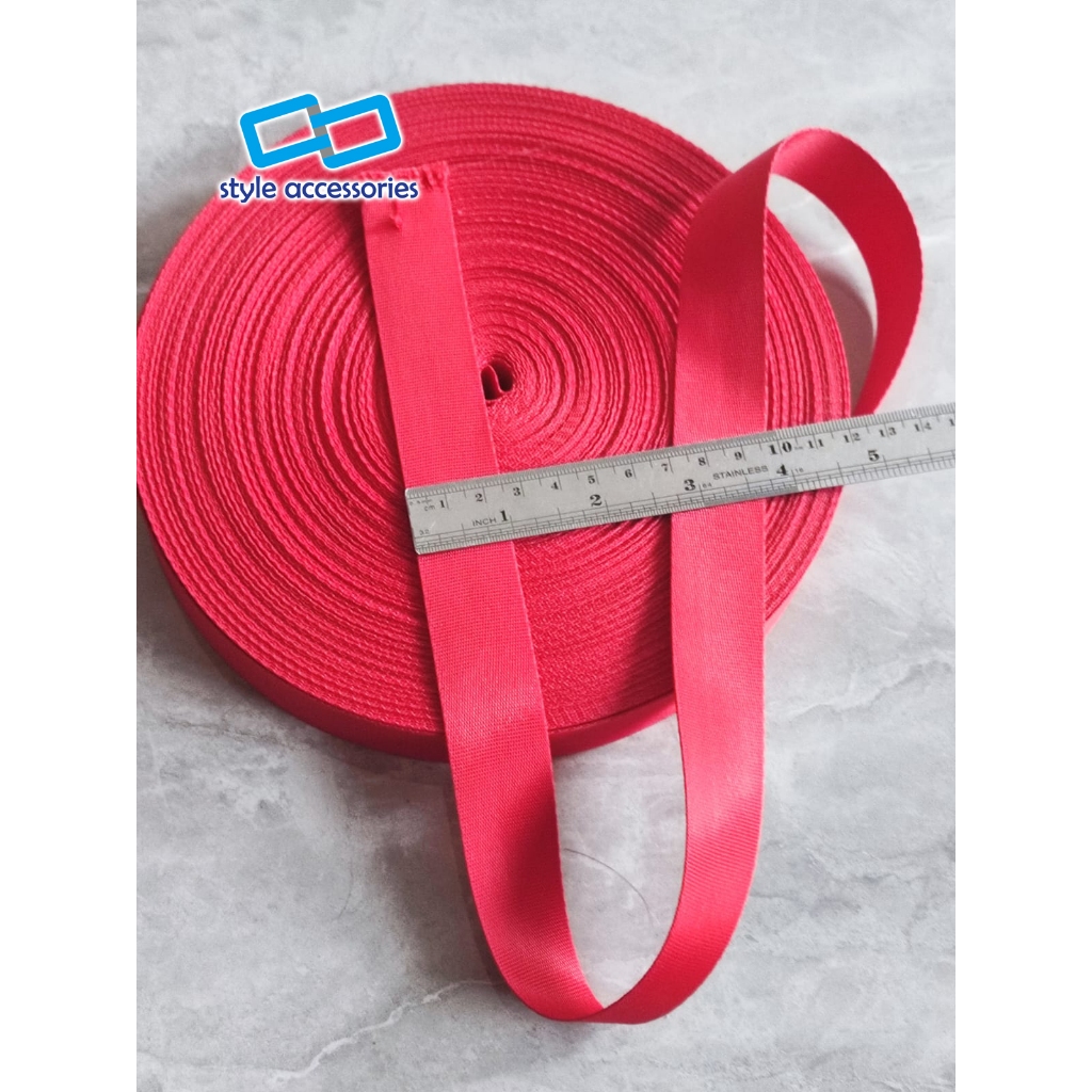 Tali Webbing bisban Nylon lebar 2,5 cm / 25 mm warna merah - 1 meter