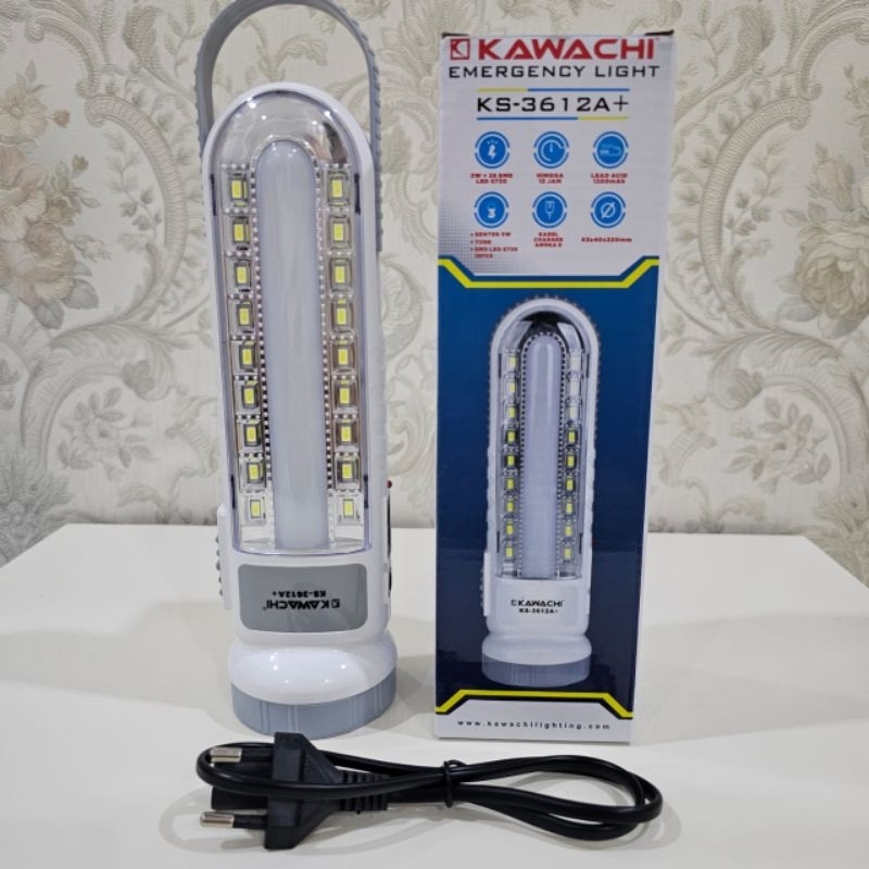 Lampu Emergency Light Kawachi / KS 3612A Emergency  + Senter tangan / LED Super Terang Kawachi
