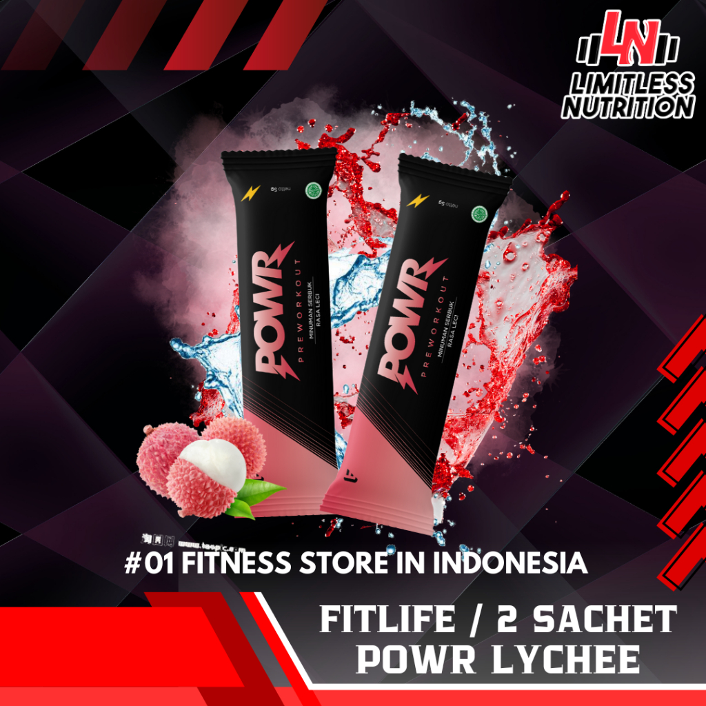 Fitlife POWR Pre-Workout 2 Sachet Pre workout Energy - Lychee