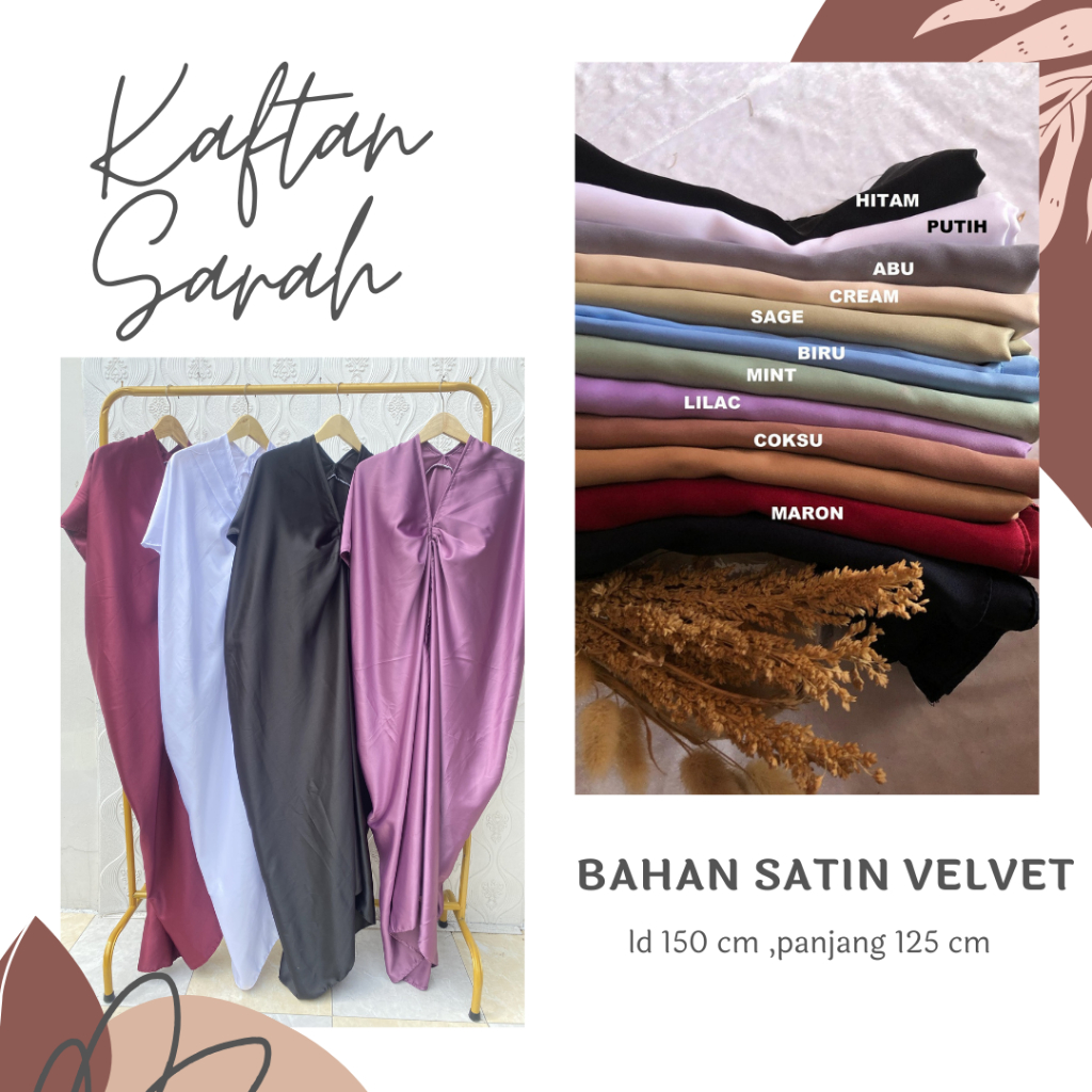 Promo Ramadhan Dress Satin Kaftan Polos Warna Lengan Pendek Polos Mewah Gamis Lebaran Kekinian Viral