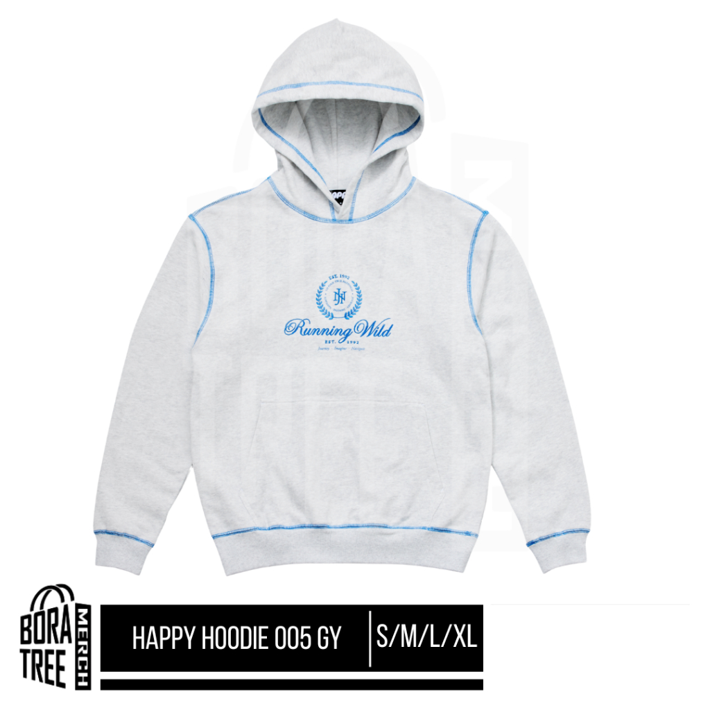 BTS JIN - HAPPY POP-UP : RUNNING WILD TO HAPPINESS HOODIE GREY