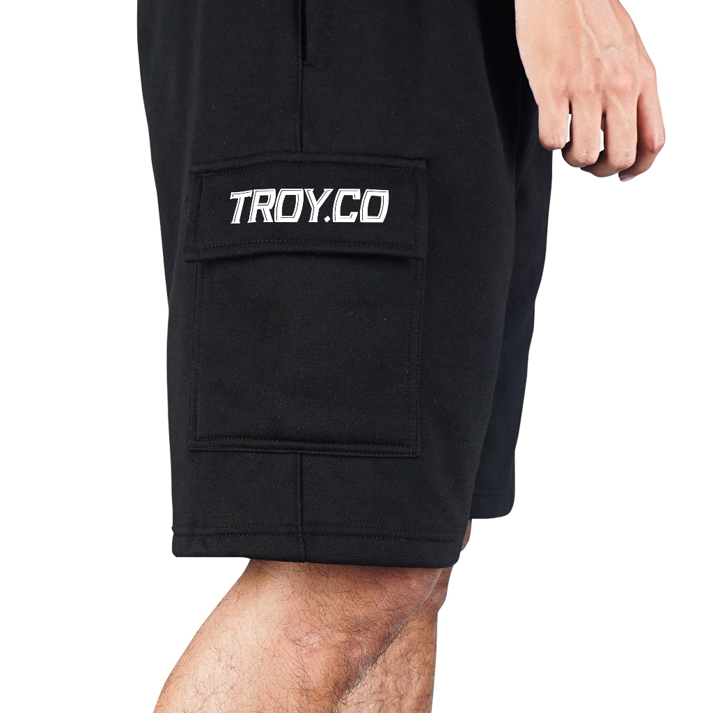 Troy Company Cargo Pants Fleece Short Pants Black Subcult - Celana Pendek Kargo Hitam SFC 3062