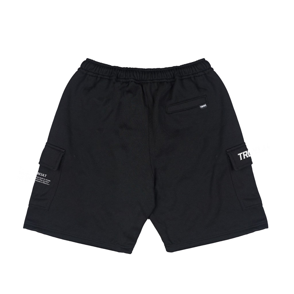 Troy Company Cargo Pants Fleece Short Pants Black Subcult - Celana Pendek Kargo Hitam SFC 3062