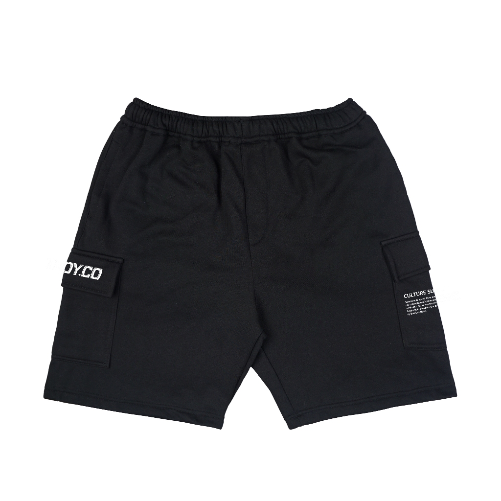 Troy Company Cargo Pants Fleece Short Pants Black Subcult - Celana Pendek Kargo Hitam SFC 3062
