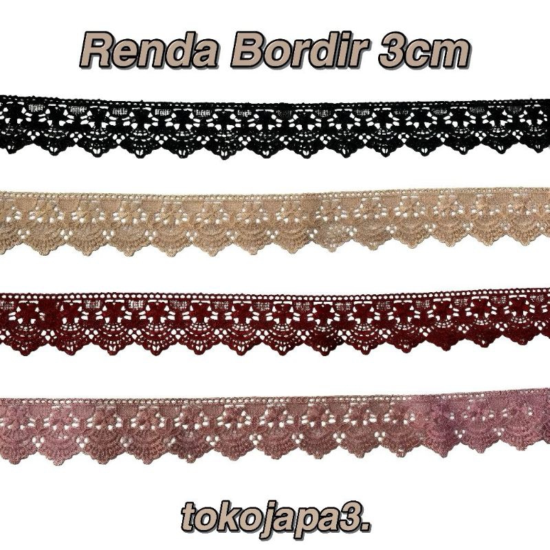 RENDA MUKENA/RENDA BORDIR 3CM/RENDA JIPER METERAN  LEBAR 3CM
