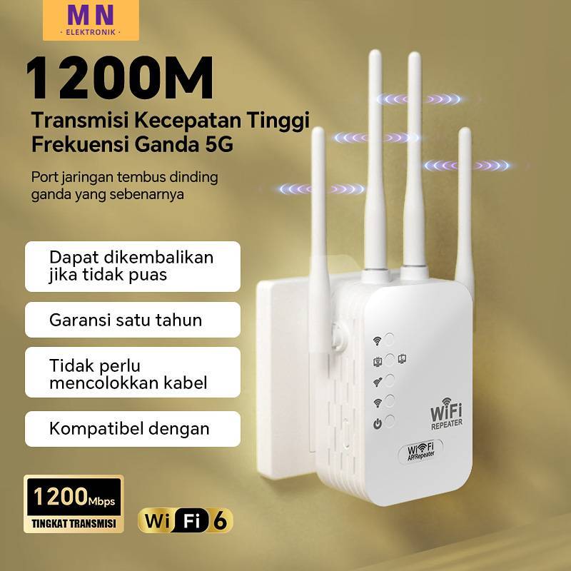 (Garansi Satu Tahun)Penguat Sinyal WIFI 300M Wireless Wifi Range Extender 5G Dual Band EU Repeater 4