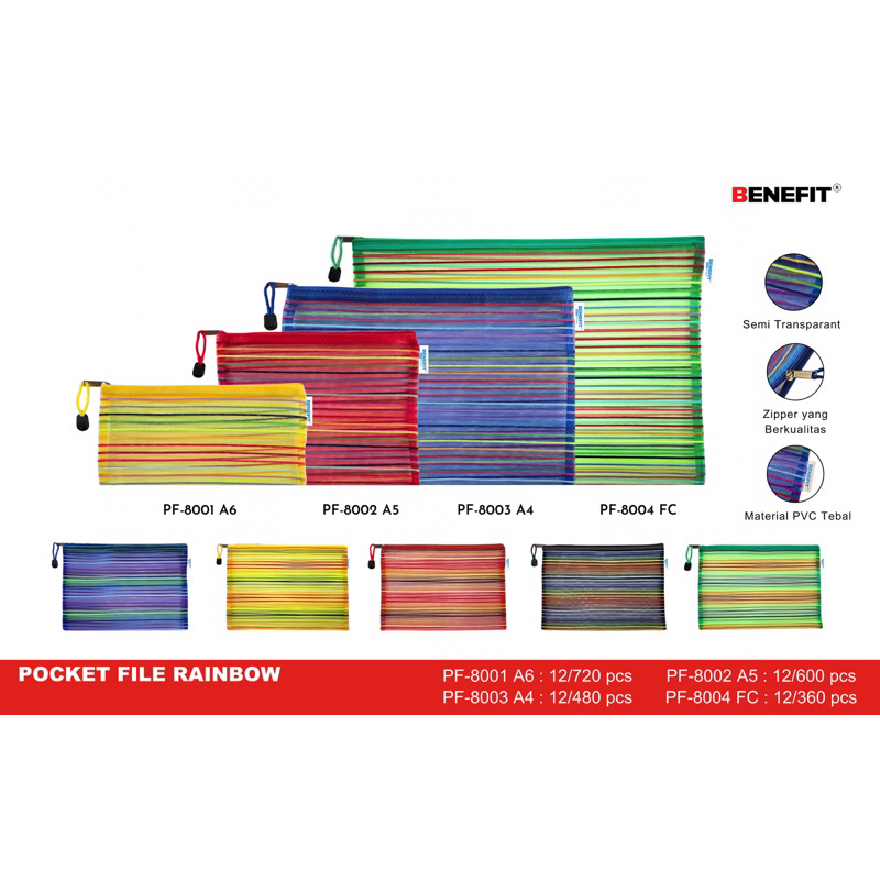 

Pocket File Rainbow benefit Ukuran A6 / A5 / A4