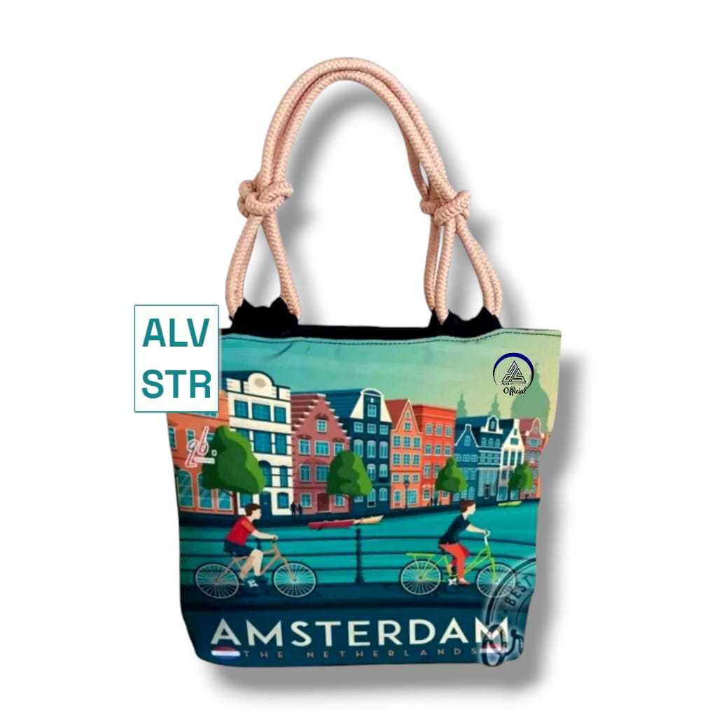 ALVYSTREET OFFICIAL | Tas Tote Bag Kepang Tali Sumbu Motif Belanda
