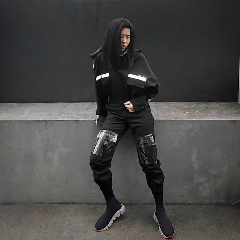 CASHLESS  - plastic pocket pants hitam preloved