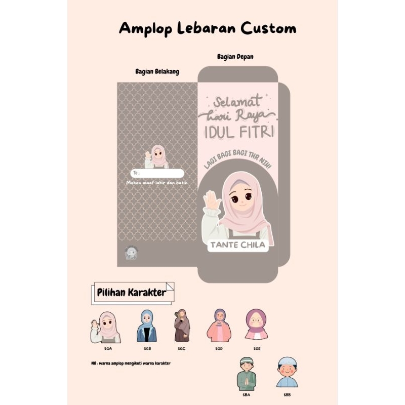 

[Isi 8pcs] Amplop Lebaran Custom Versi Tante dan Om 2025 THR Unik Lucu