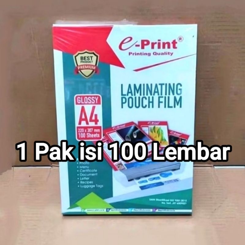 

1 Pak Plastik Laminating A4 Isi 100 Lembar EPRINT ( Packing Aman )