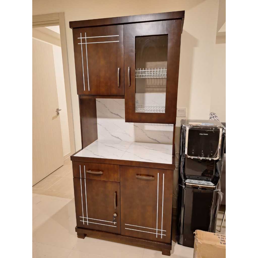 Lemari Sayur / Rak Piring / Lemari Dapur Kayu 2 Pintu Cat Duco PREMIUM