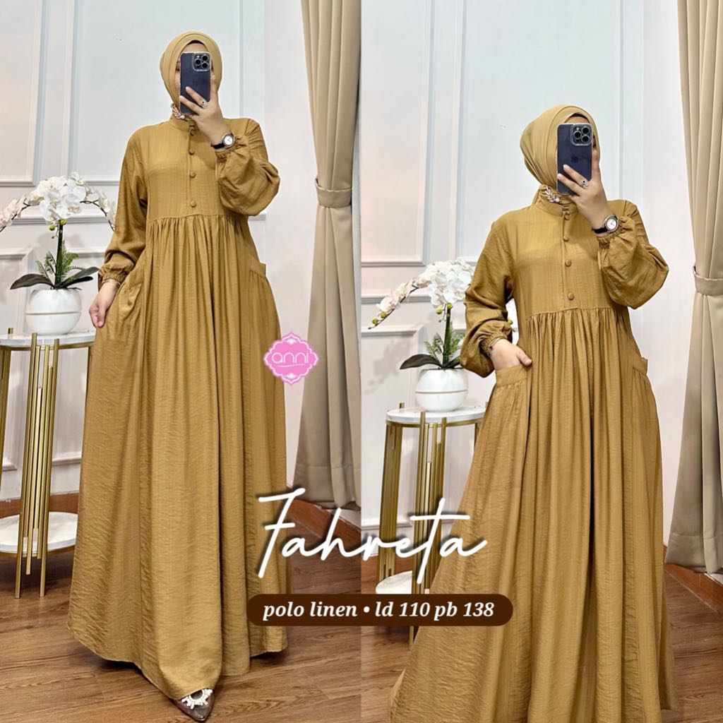 FAHRETA SYALINA SET • EDELWEISS • setelan gamis dan bergo polos MAXY DRESS ORI EDELWEISS