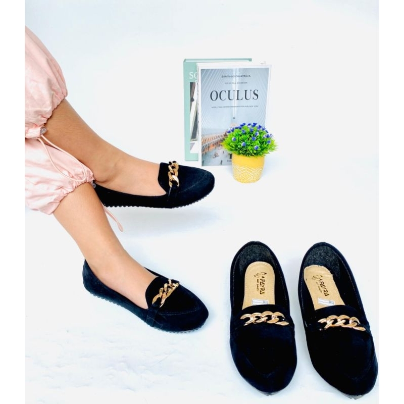 Sepatu Balet Couple Ibu dan Anak Perempuan Rantai Gold Besar Terbaru Flatshoes Anak Cewek Sol Karet 
