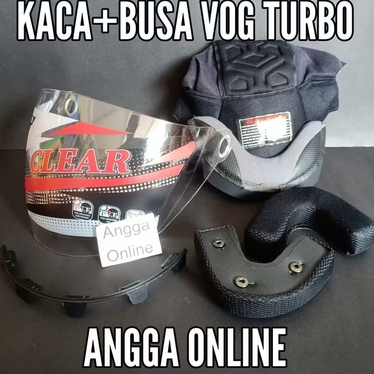 Busa helm Vog Turbo + kaca helm vog Turbo, visor vog turbo