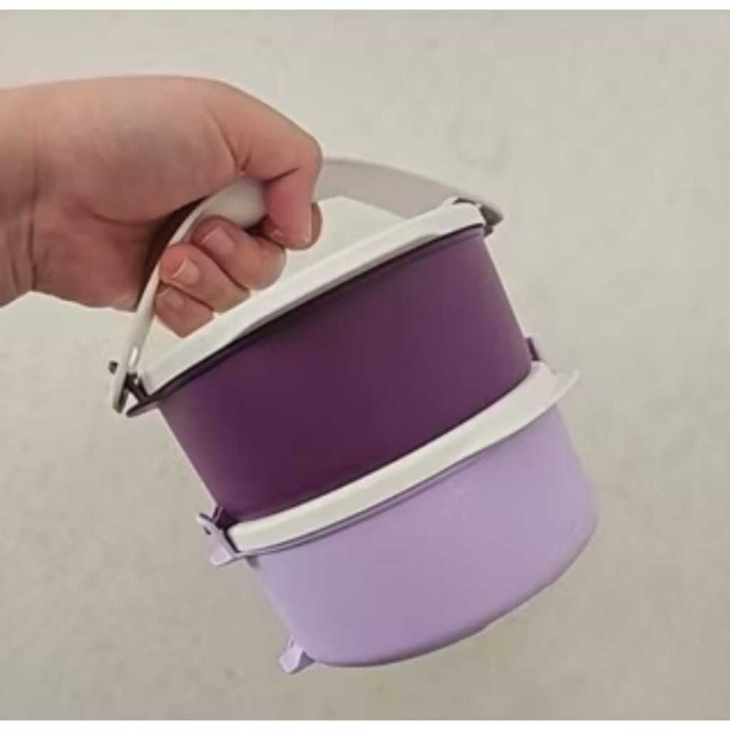 TUPPERWARE RANTANG FUN CLICK TO GO KAPASITAS 550ML SUSUN 2 WARNA UNGU  (NEW)