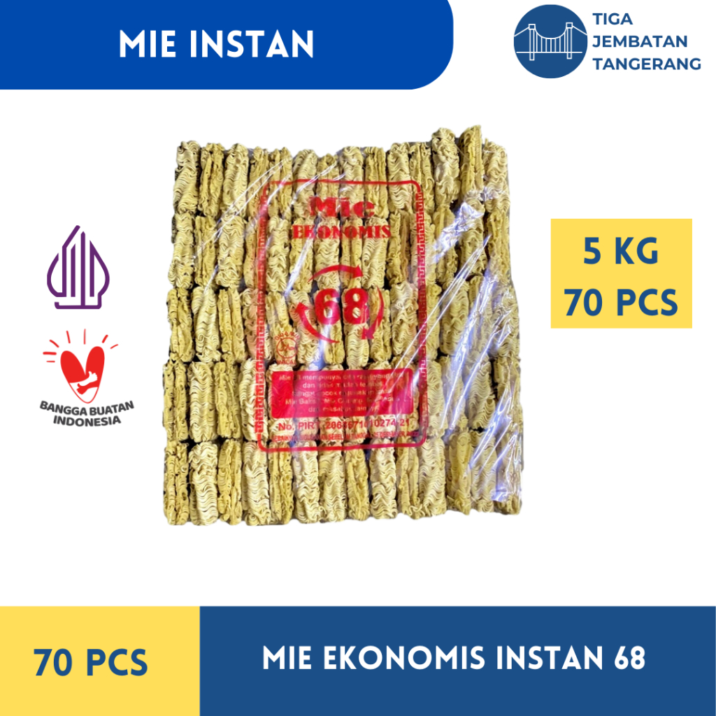 

Mie Instan 68 - 1 Bal 5 Kg Indomie tanpa bumbu - Mie kering Mie kuning Mie telur burung dara mie atom bulan mie telur cap 3 ayam