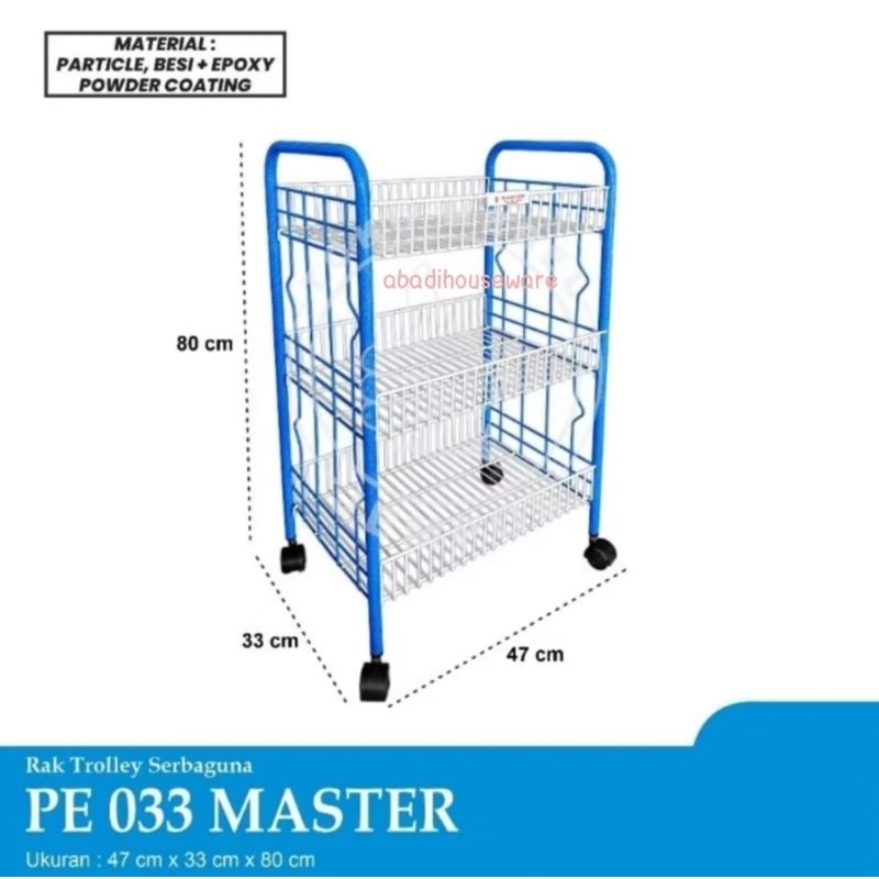 RAK SERBAGUNA 3 SUSUN RAK SALON BESI RAK DORONG BESI 3 SUSUN