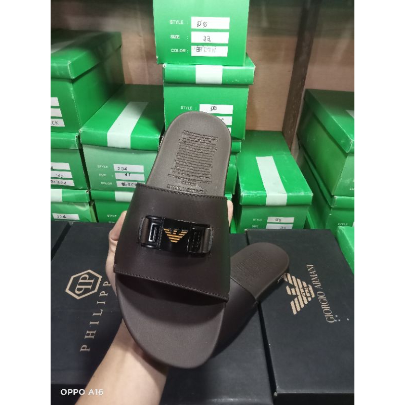 sandal slop pria sendal emporio armani
