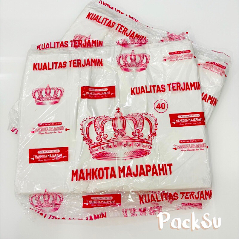 Kantong Plastik Kresek HD Putih Mahkota Majapahit Ukuran 40x65 / Kresek Besar / Kantong Plastik Besa