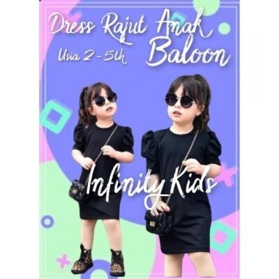 Baju Anak Prempuan Dress Anak prempuan Baju Anak wanita Dress Tangan Balon / Tunik Casual Baju Lenga