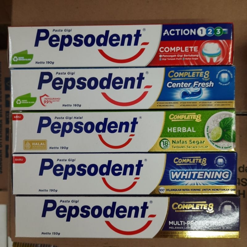 Pepsodent pasta gigi action 123/ whitening/ herbal/ center fresh/ Charcoal/ siwak/ siwak haba/ pgb/ 