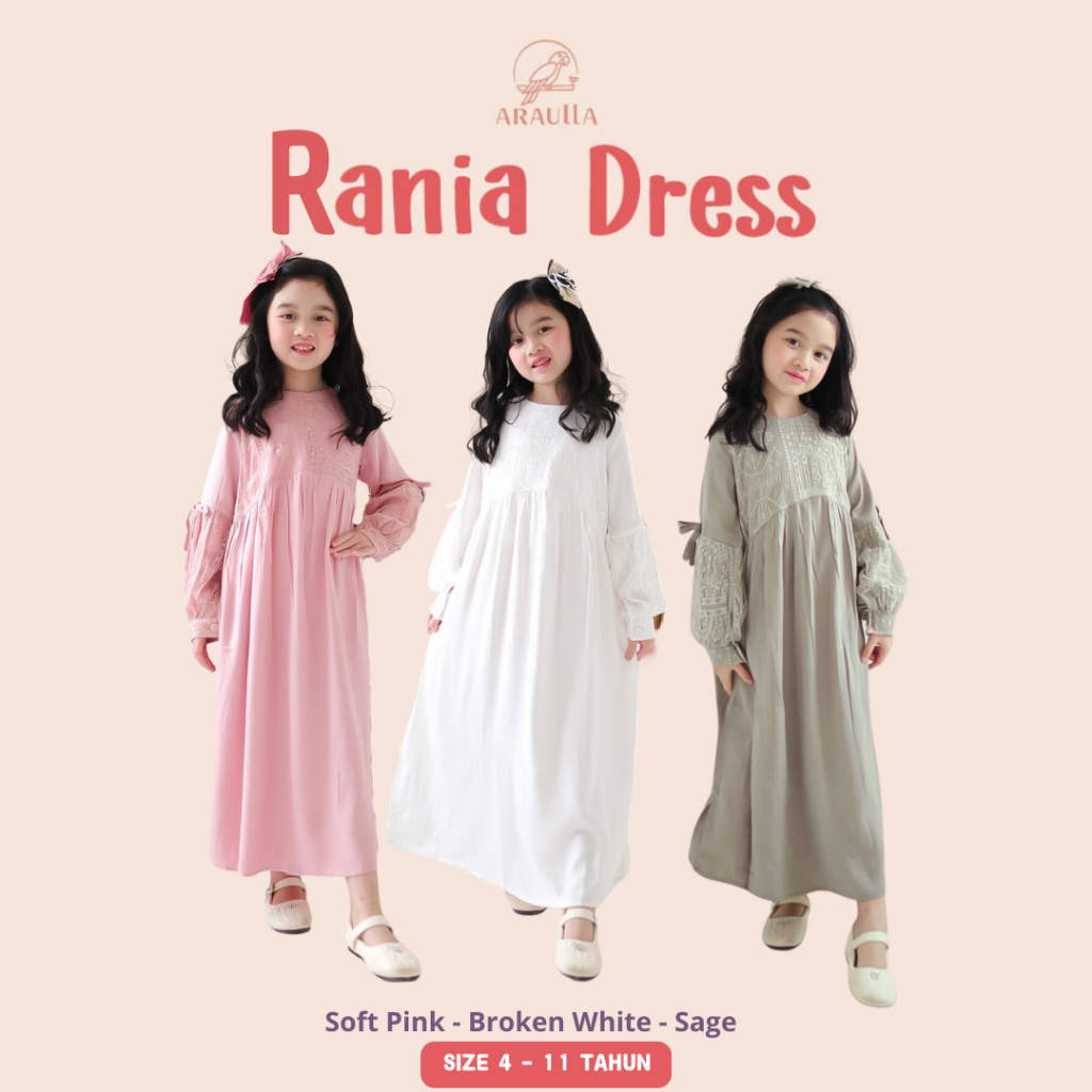 Araulla - RANIA Dress Brukat Rayon Twill Anak Perempuan | Brukat Anak | Brukat Anak Perempuan | Dres