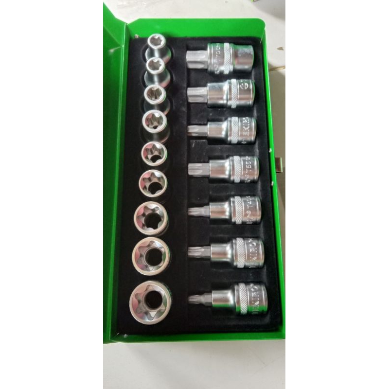 Kunci Sock Bintang & L Bintang Set 16 Pcs 1/2" DR TEKIRO (TE-4171)