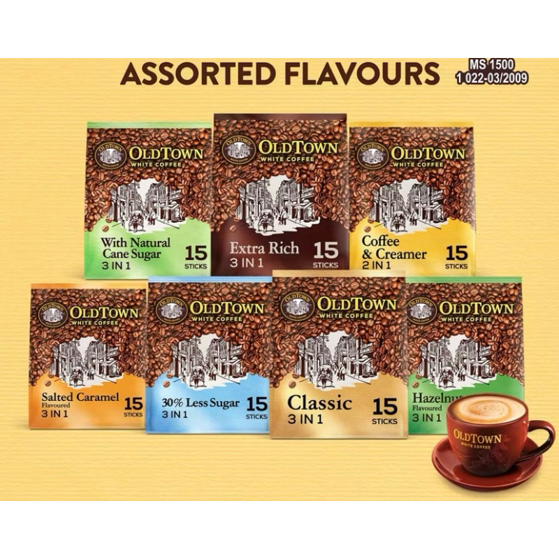 

OLDTOWN Instant Premix White Coffee, 13/15 Sticks [HALAL]