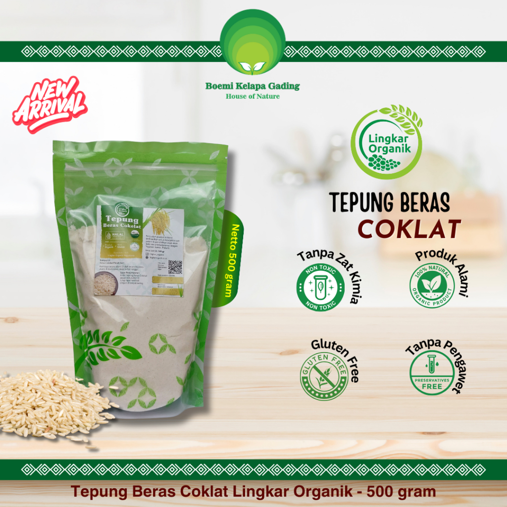 

Lingkar Organik Tepung Beras Coklat Organik 500 gram Sehat Bebas Gluten Rendah Glikemik