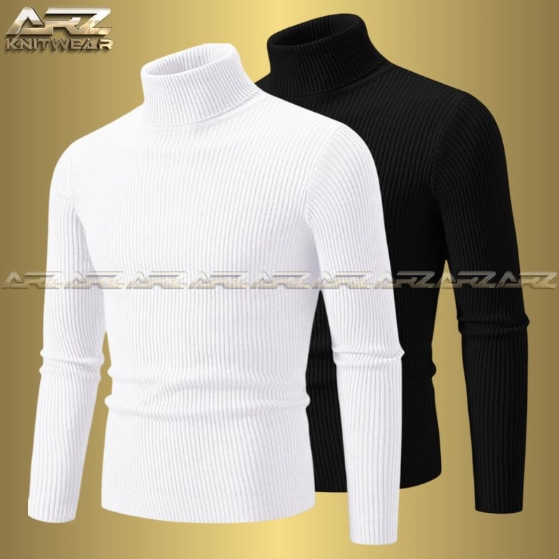 [Garis Kecil] SWEATER RAJUT PRIA EXCLUSIVE ROLLNECK TURTLENECK POLA JALUR BERGARIS