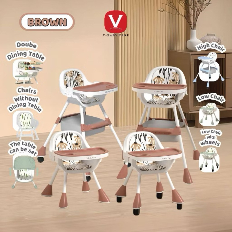 KURSI MAKAN V-Baby Care chair - Coklat
