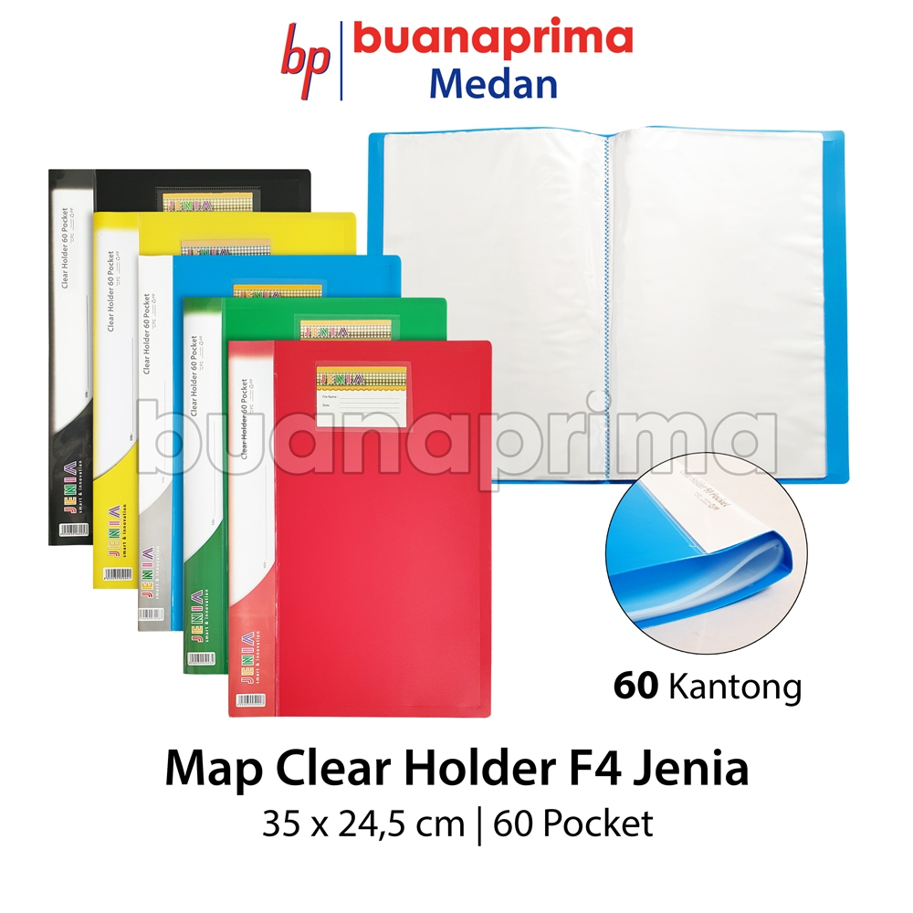 

Map CLEAR HOLDER JENIA F4 60 Kantong Document Keeper Display Book Lembaran Pockets Plastik Folio