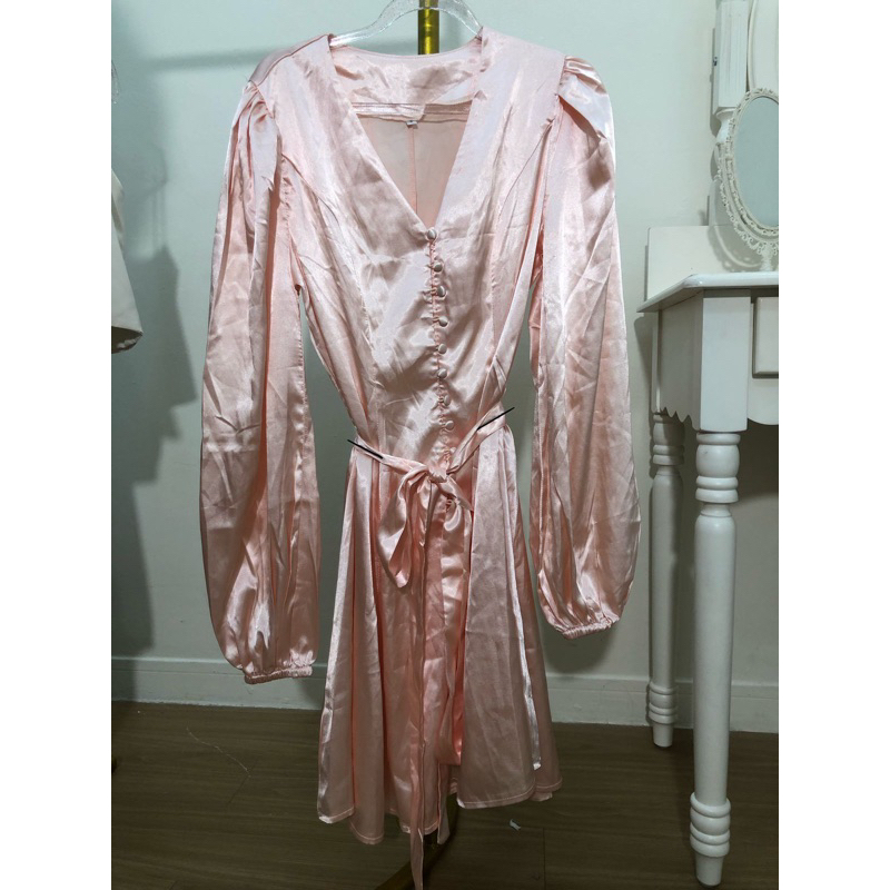 silk satin pink dress