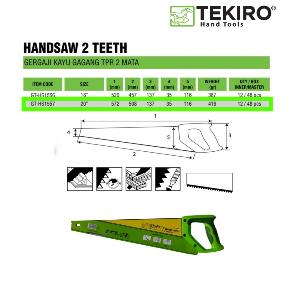 Tekiro Gergaji Kayu 2 Mata 20 Inch Tekiro Gergaji Potong TPR 2 MATA 20" Inch TEKIRO GERGAJI TANGAN G