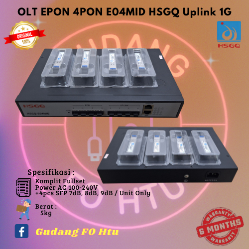 OLT HSGQ EPON 4PON E04MID L2 1G/ Inc SFP EPONPX 7dB/ SFP 8dB/ SFP 9dB. - +SFP 9DB