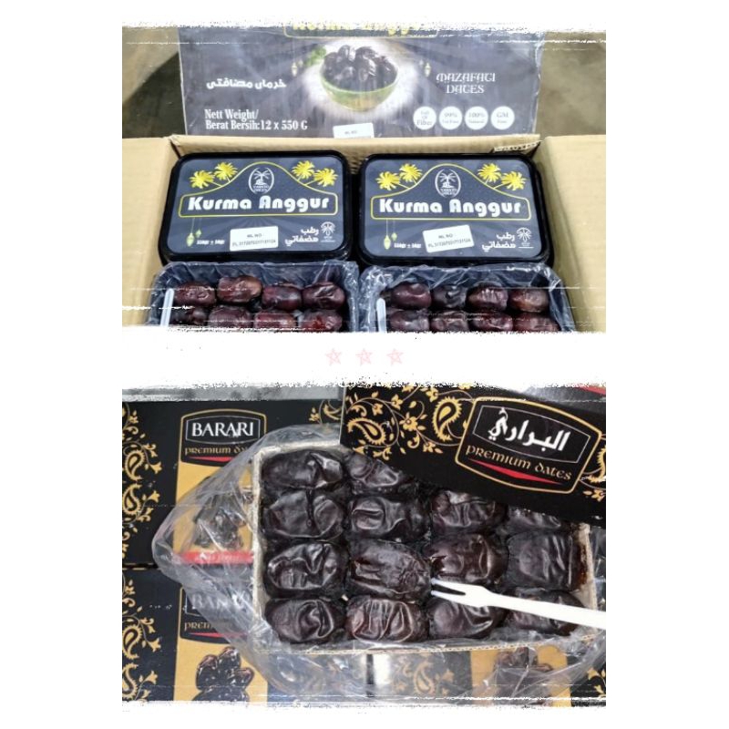 

Kurma BAM BARARI Anggur Premium Black Diamond Daging tebal iran empuk -+600gram / KURMA BAM YAMATO ISI 550 GRAM