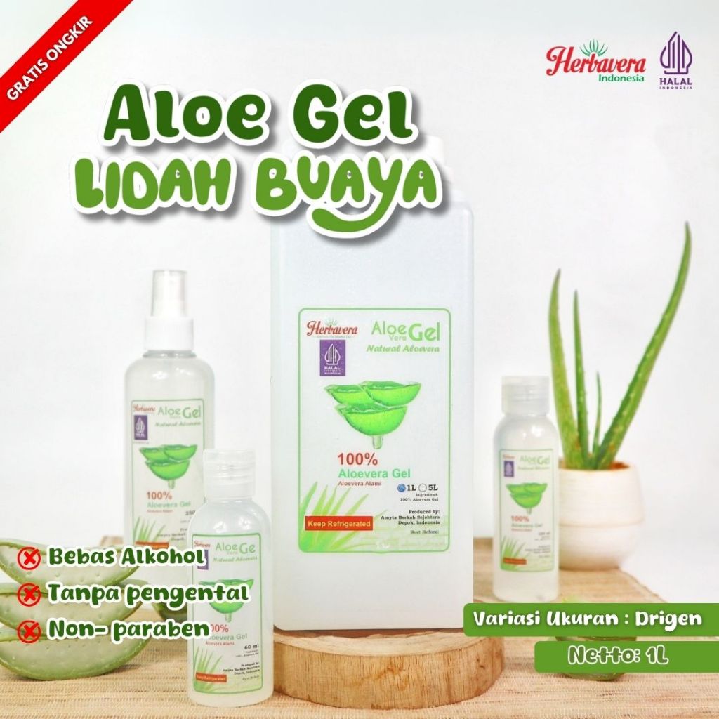 Aloe Vera Gel Lidah Buaya Organik Murni Alami Cair Herbavera