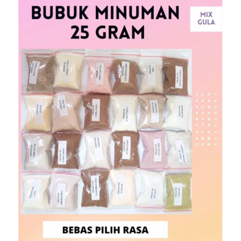 

[ BUBUK TEH RASA] Bubuk Minuman Rasa 25gram Serbuk Es Boba Drink Sachet Teh Rasa