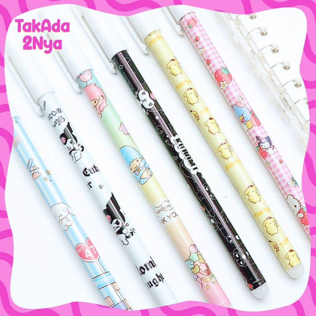 

Pena Gel Hapus Sanrio Erasable Pen Pulpen Tinta Biru Pen kuromi Cinnamoroll Pompurin Twinstar