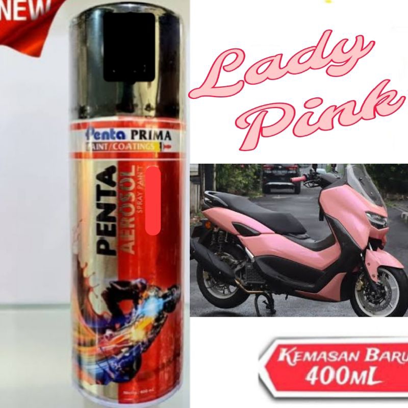Cat Pilok Merah Muda Lady Pink Penta Aerosol Cat Semprot Sepeda Motor Mobil  Velg 400ml