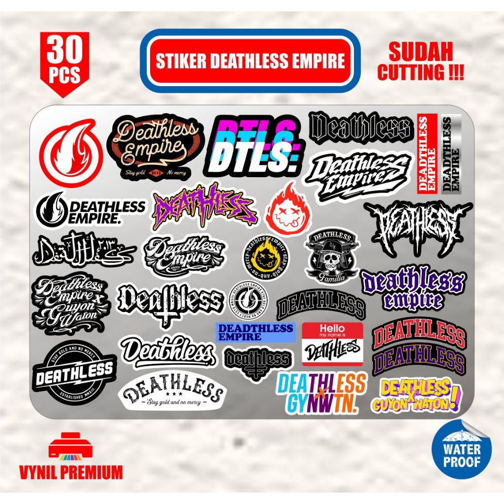 

stiker pack isi 30pcs stiker BRAND DEADTHLESS EMPIRE SERIES sudah terpotong