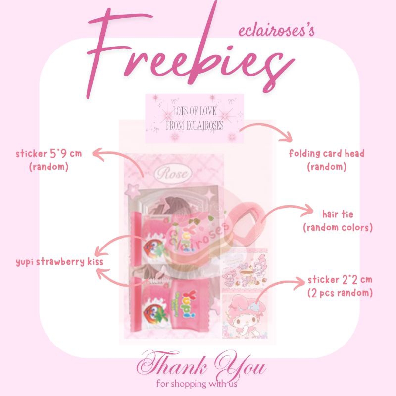 

[10 pcs] Freebies Sellkor Mini Gift Lebaran Kuncir Permen Sticker Sanrio Lucu Aesthetic