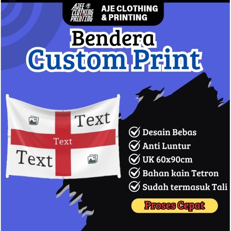 Bendera Custom print bahan kain TC, bebas desain sesuai keinginan