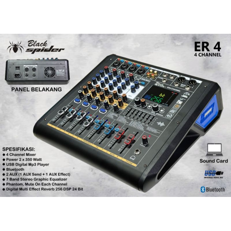 POWER MIXER AUDIO ER-4 BLACKSPIDER 4 CHANEL ER4
