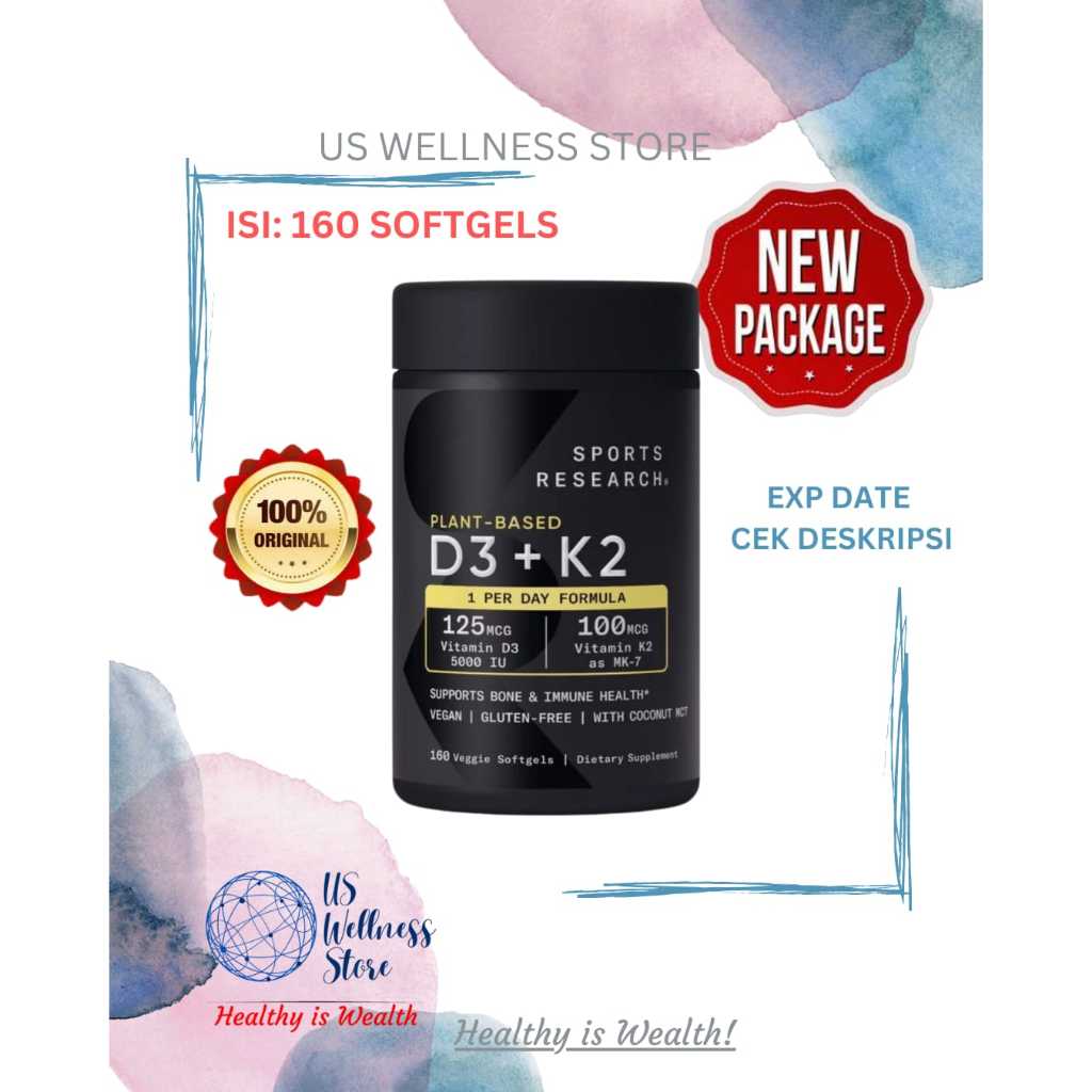 ORIGINAL SPORTS RESEARCH SR Vitamin D3 + K2 5000 IU 160 softgels