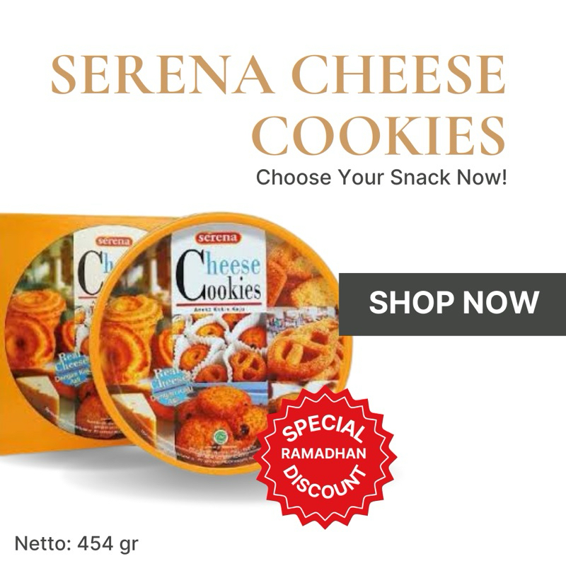 

SERENA Cheese Cookies 454gr - Kue Kering Premium | Diskon Spesial Ramadhan!