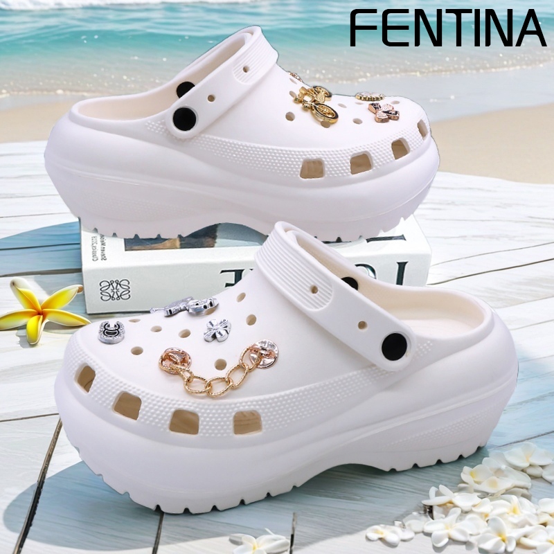 FENTINA Sandal Kodok Dewasa Wanita Kekinian Tinggi 8cm  Sandal Baim Wedges sandal Jelly Anti-selip
