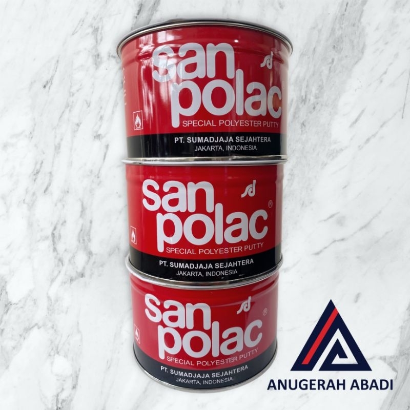Dempul Plamir Sanpolac 1KG putih/Dempul Besi Kayu Plastik